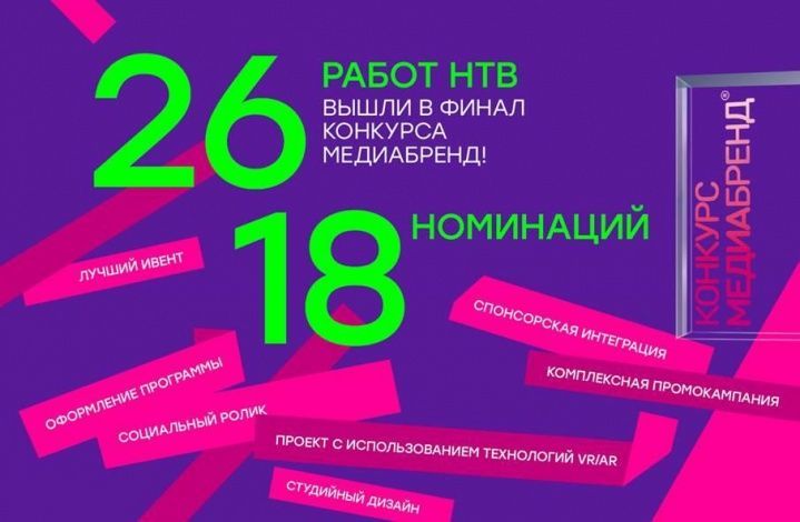 26 проектов НТВ стали финалистами премии «МедиаБренд»