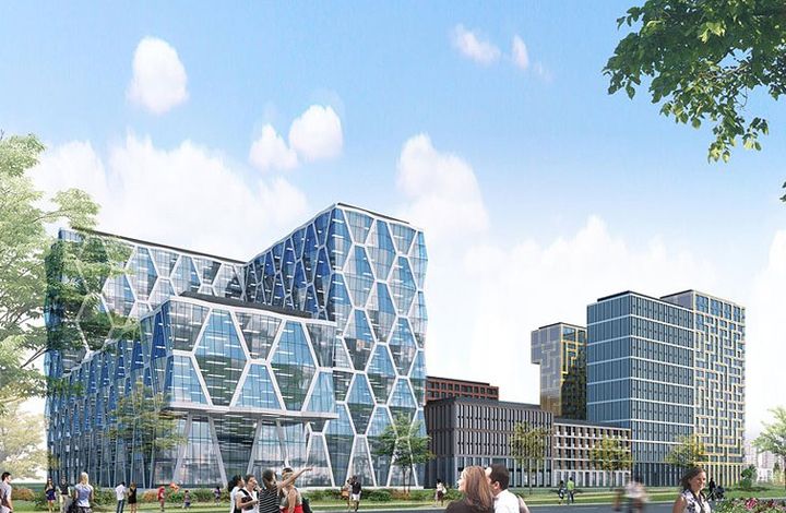 Офисное здание в МФК «Искра-Парк» получит фасад с «бриллиантовой» огранкой